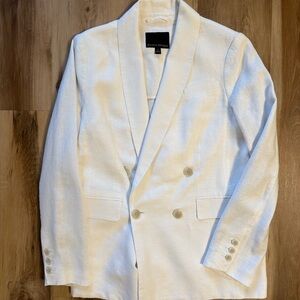 Banana Republic Cream Linen Double Breasted Blazer Size 6